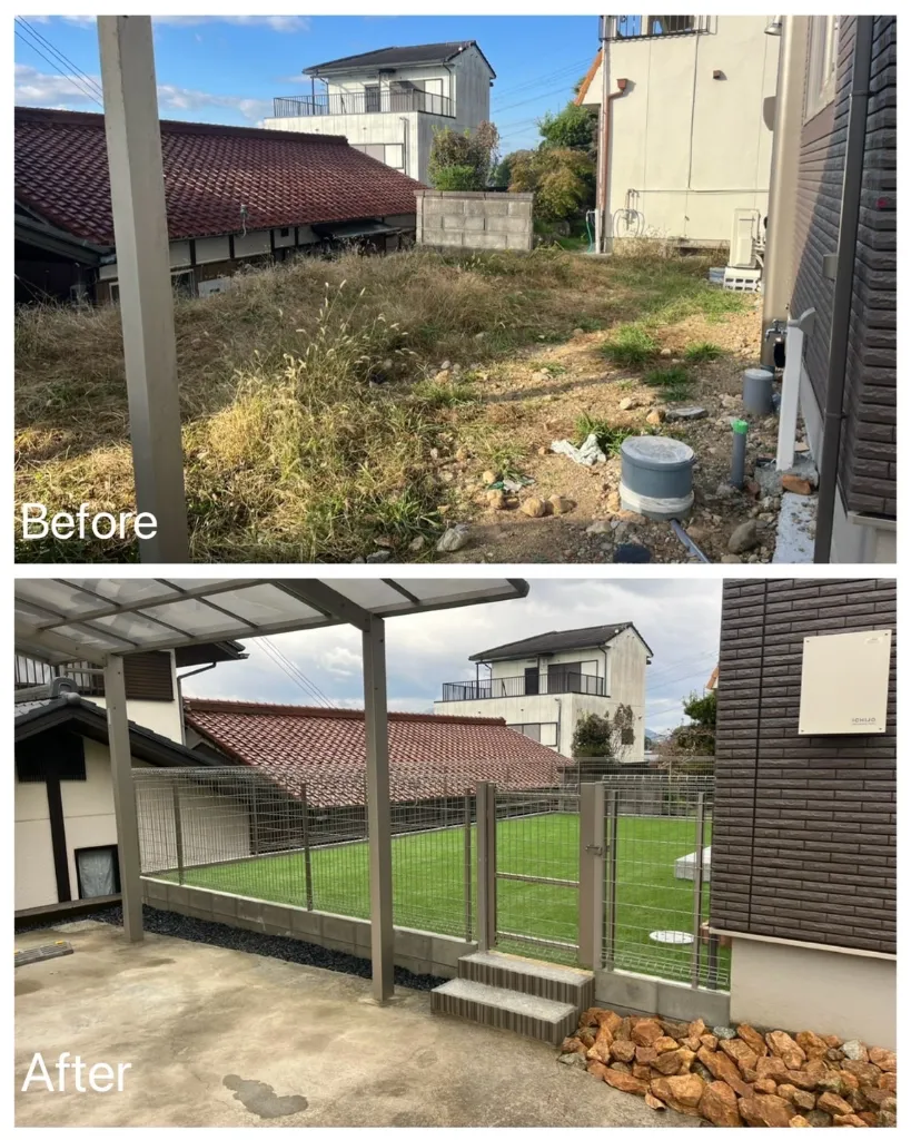 新築外構 裏庭工事